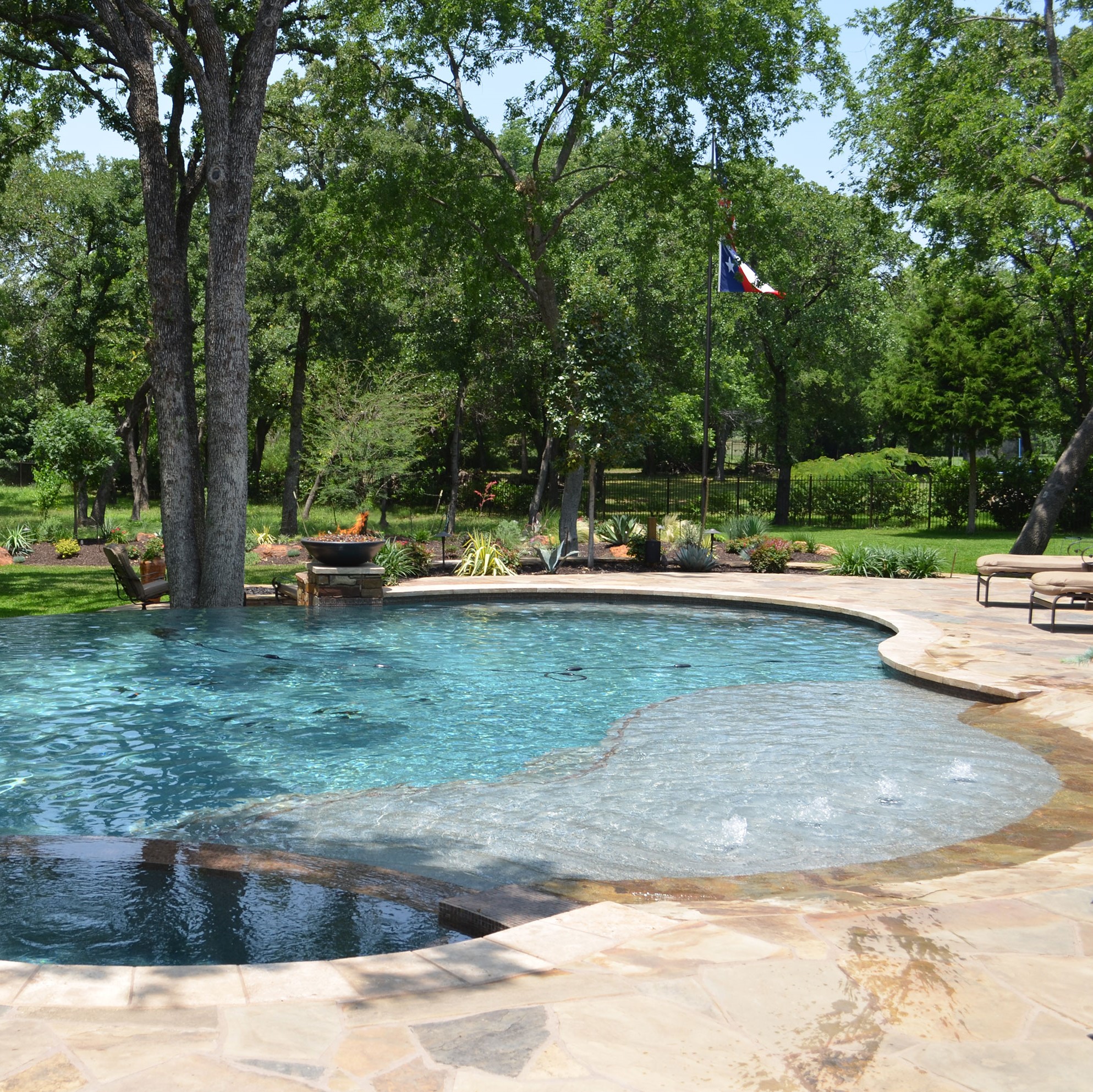 Shallow pool with trees in background